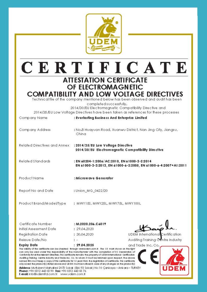 CE for traditional microwave generators